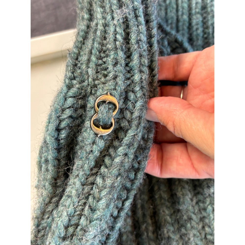 Ottod'Ame Teal Alpaca Wool Blend Ribbed Open Cardigan Duster Sweater US 8 - Picture 12 of 12